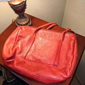 Vintage red genuine leather purse 3 pockets